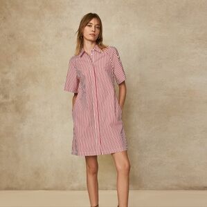 Pearl By Lela Rose Red Striped Mini Dress S